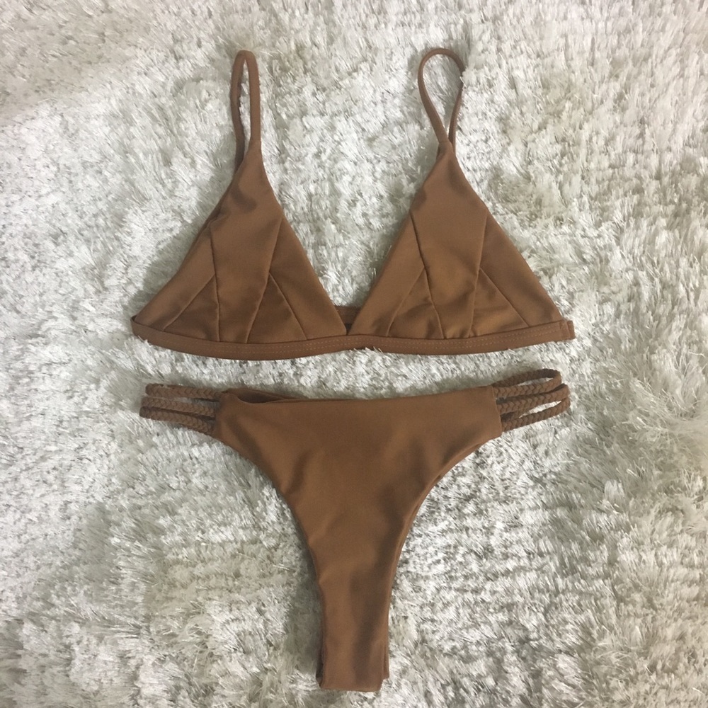 💕Braided Tan Triangle Swim Suit💕